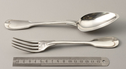 Antique Belgium Silver Tablespoon & Tablefork - Bruges, Auguste Bonnevie, Jerusalem Cross